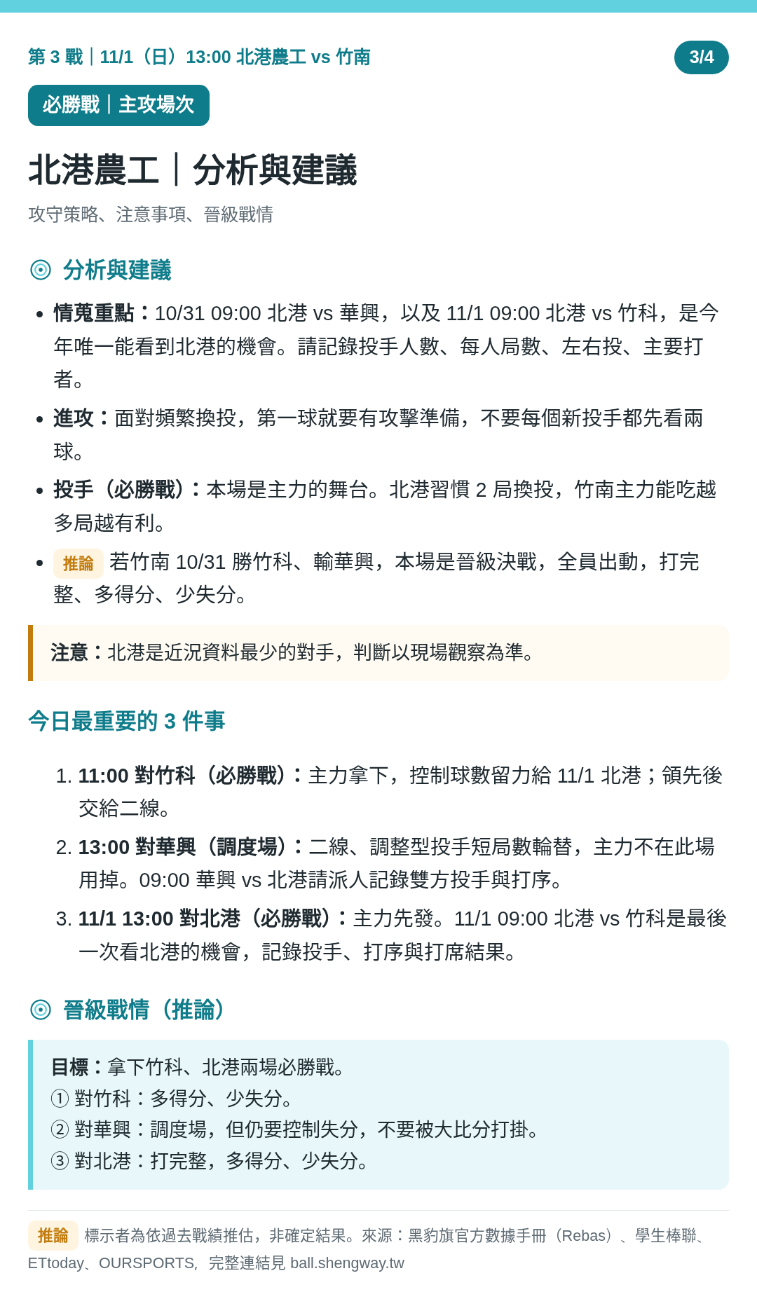 第 3 戰｜北港農工 3/4